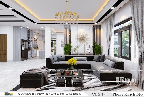 Thiết kế nội thất phòng khách bếp đẹp hiện đại tại Thủ Đức - NBX347